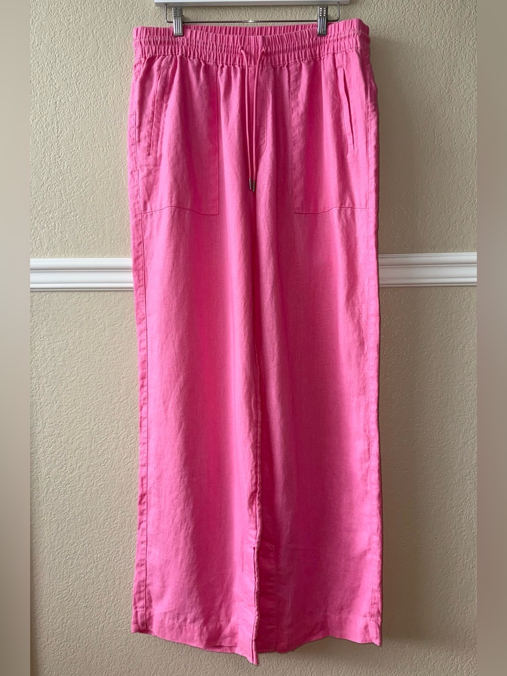 LIKE NEW Athleta 100% Linen Wide Leg Pants Retreat High Rise Pink Large Tall